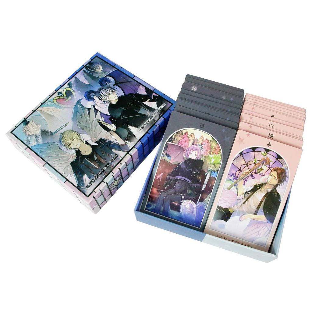2 In 1 Lunas Dark Angel และ Light Angel Tarot Deck 156 ชิ้นไพ่ทาโรต์ 12*7 ซม.ใน hard Bo