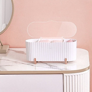 Alby Mart - Tempat Penyimpanan Kosmetik 3 Sekat Penyimpanan Cotton Bat Tempat Kapas Transparan