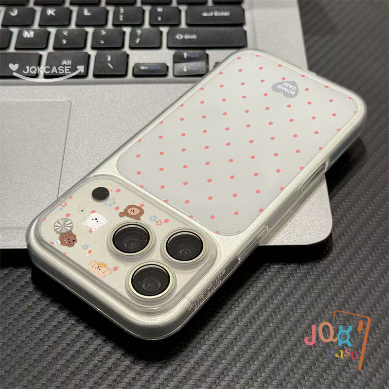เคสบางเฉียบ ลายจุดกลมสัตว์เล็กๆ สไตล์เรียบง่าย สำหรับ iPhone 15 Pro 14 17 Pro Max 16 Plus 12 13 11 เคสลายจุดสไตล์เกาหลี