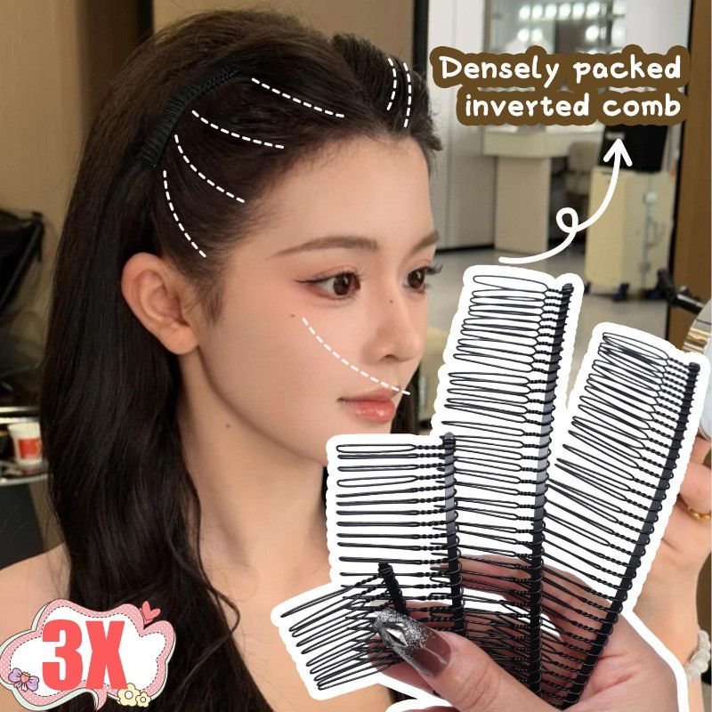 3ชิ้นโลหะผสมสามง่าม เพิ่มปริมาตร กิ๊บติดผม,ออกแบบเรขาคณิตกลวง Bb คลิปสําหรับจัดแต่งทรงผมมงกุฎสูง,แก้ไขผมวิสปี้ใช้ทุกวัน