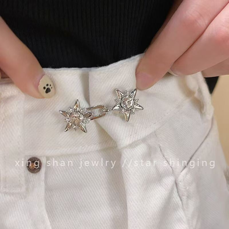 Seam-Free Narrow-Waisted Handy Tool Buckle Jeans เอวความยืดหยุ่น Big to Small Backpack Backpack Back