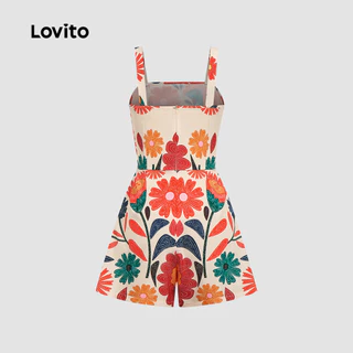 (New Arrival) Lovito โบโฮ จัมป์สูทสไตล์รีสอร์ต ลายแพทเทิร์น ซิป จัมป์สูทสําหรับฤดูใบไม้ผลิ/ฤดูร้อน L196ED932