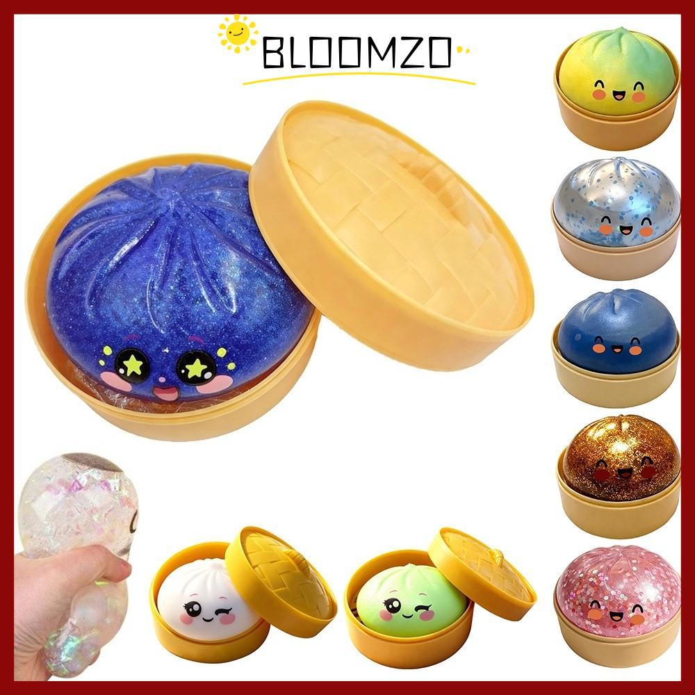 BLOOMZO เกี๊ยว Squishy ของเล่น, Slow Resilience นุ่มนึ่งยัดไส้ Bun Squishy Pinch Le, ของขวัญ Fidget พร้อม Steamer Glitter Squishy ของเล่นสําหรับความเครียดบรรเทาความวิตกกังวล