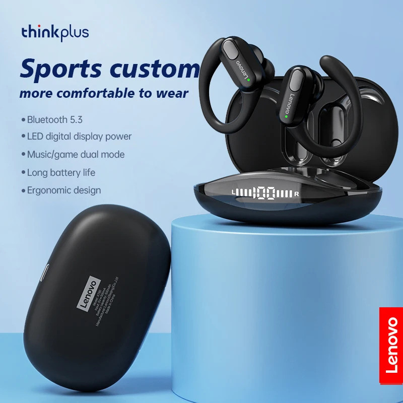 Lenovo XT80 หูฟังไร้สายสําหรับเล่นกีฬาพร้อมไมโครโฟน,จอแสดงผล LED,ไฮไฟสเตอริโอบลูทูธ 5.3 TWS HeadphHe