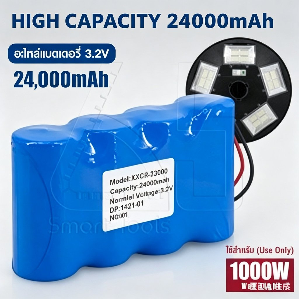 แบตเตอรี่โซล่าเซลล์ 3.2V 24000mAh สำหรับโคมไฟโซล่าเซลล์ อายุการใช้งานยาว ให้พลังงานต่อเนื่
