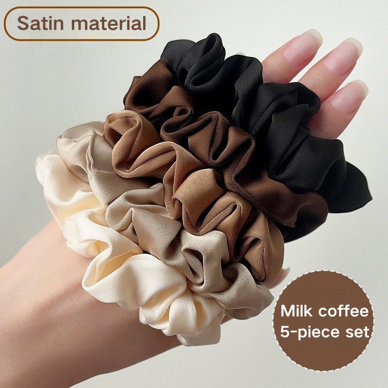 สไตล์เกาหลีซาติน Scrunchy ผม Tie ความยืดหยุ่นสูงหรูหราชุดแถบคาดศีรษะภาษาฝรั่งเศสคํา Elegant High-End Feeling