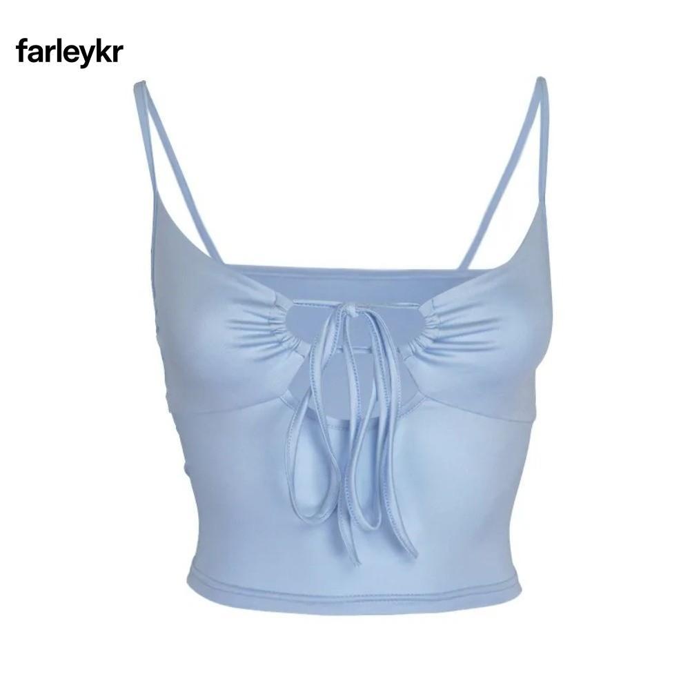 FARL Crop Top,สัมผัสสะดือBodyconผู้หญิง Camisole Top,แขนกุดสีทึบSuspendersเสื้อกั๊กชายหาดวันหยุด