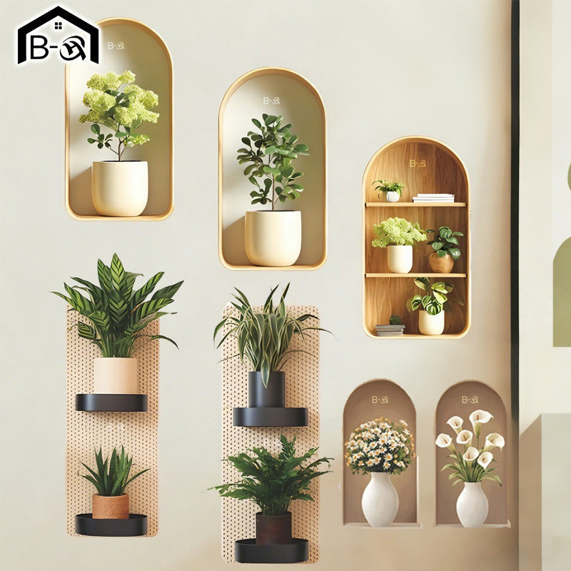 BHQ สติ๊กเกอร์ติดผนัง 3D บอนไซประดิษฐ์ ต้นไม้จำลอง พืชสีเขียว กันน้ำ สำหรับตกแต่งบ้าน ห้องนั่งเล่น
