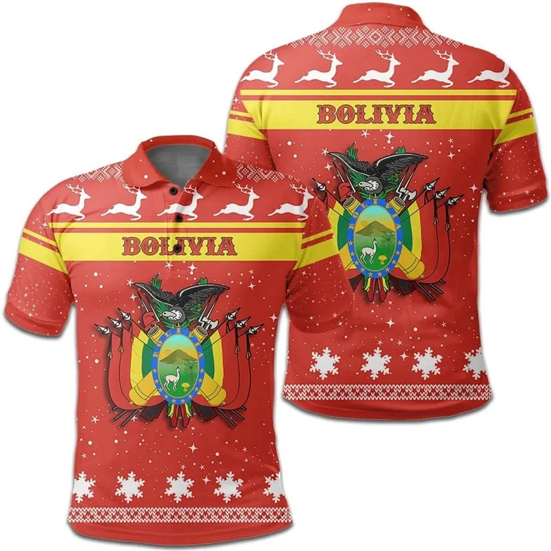 Bolivia ธงแผนที่ 3D พิมพ์เสื้อโปโลผู้ชายเสื้อผ้า Bolivian Boy แขนสั้นแฟชั่น Coat Of Arms POLO เสื้อ 