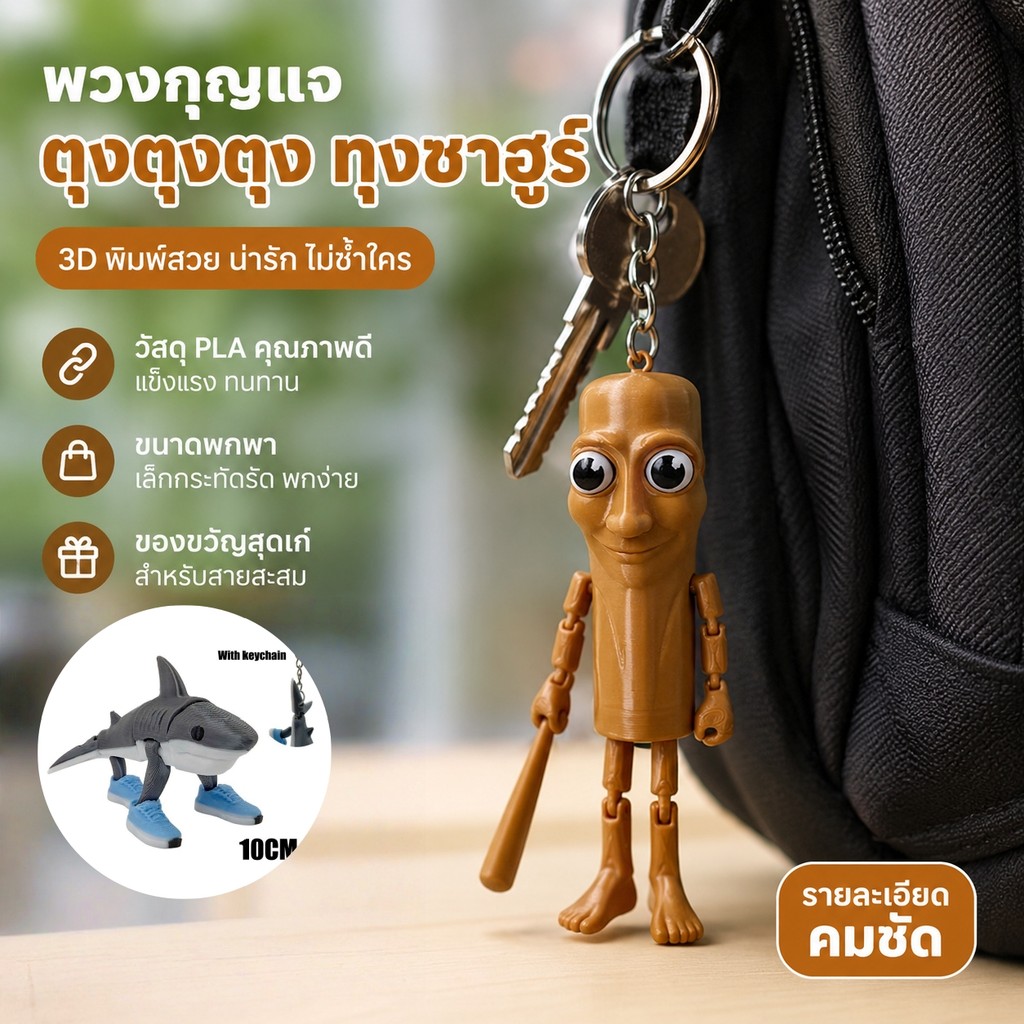 🚚จัดส่งทันที 🚚6/8pcs Tung Tung Tung Sahur  โมเดล ทุงทุงทุง ซะฮูร์ ขนาด 4.5-9.0cm ของเล่นสก์ท็อปรุ่นเ