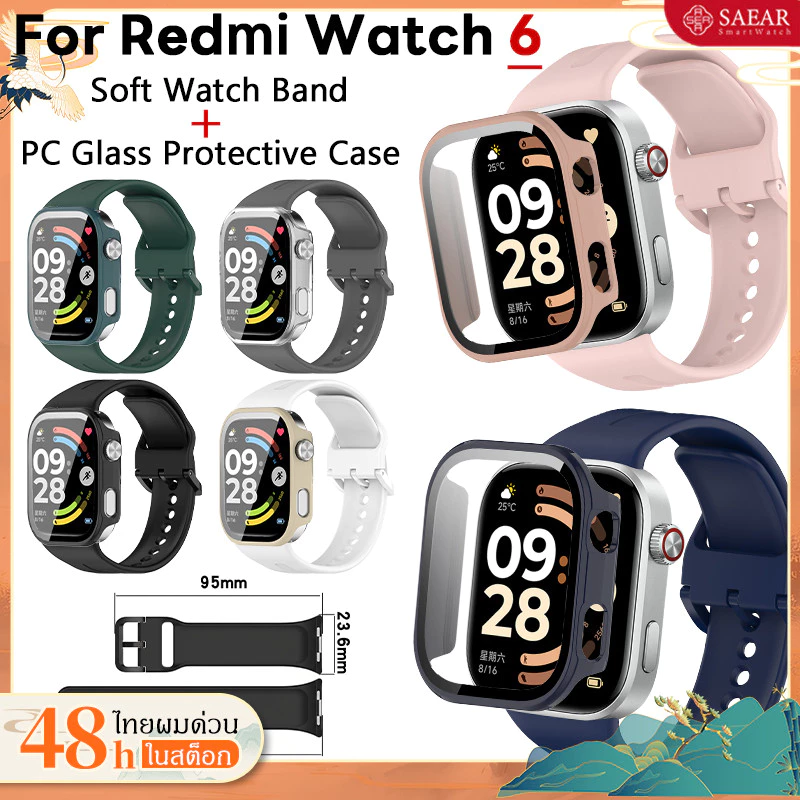 【สาย+เคส】สำหรับ Redmi Watch 6 สายยางกีฬาหน้าจอป้องกันกรณีคอมพิวเตอร์,สร้อยข้อมือ SmartWatch สำหรับ Redmi Watch 6