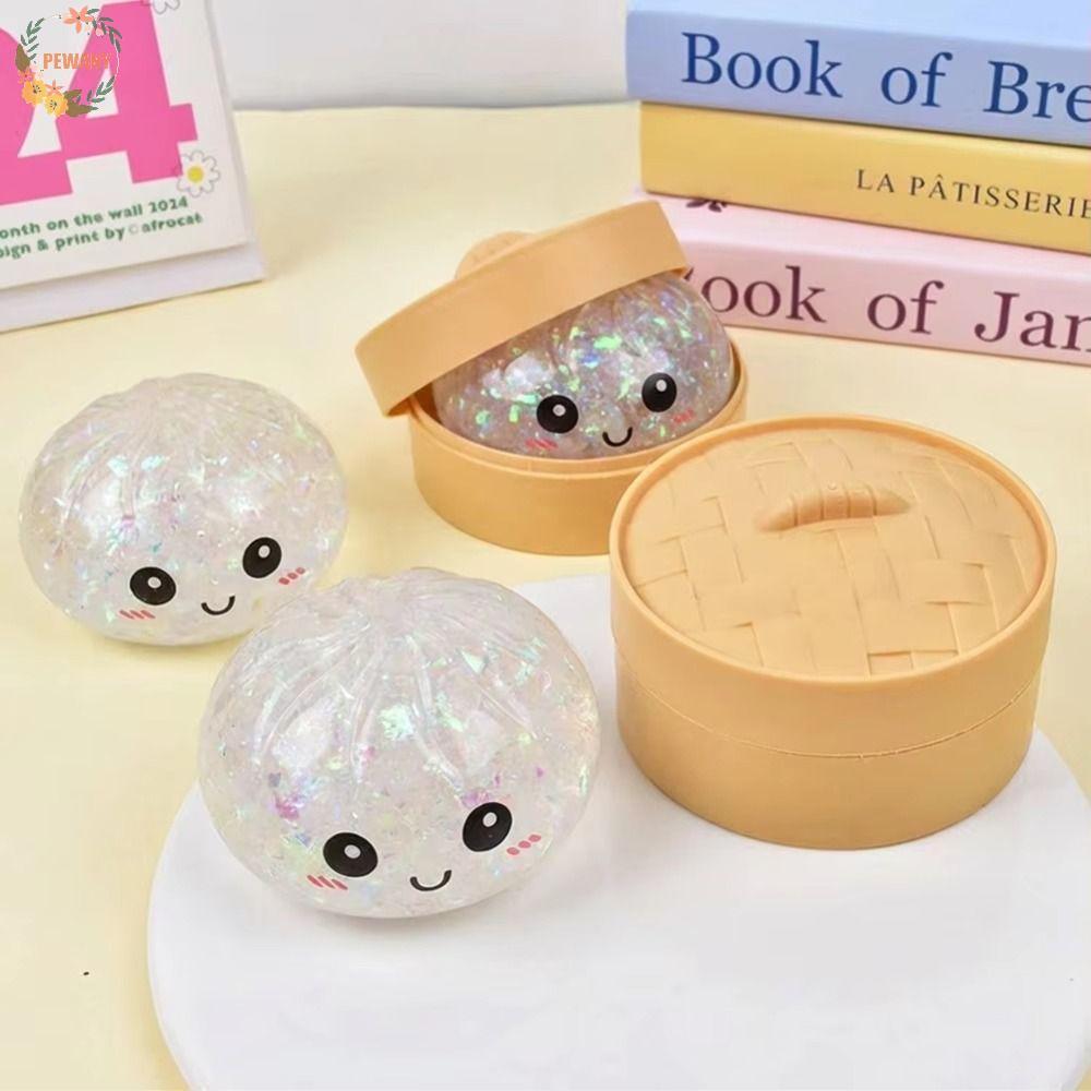 PEWANY ซาลาเปานึ่งบีบของเล่น, Squeezable Soft Dough Ball Sensory ของเล่นบรรเทาความเครียด, อาหารจําลองลักษณะที่สมจริงReusable Low Rebound ช้า Rebound ของเล่นห้องเรียนรางวัล
