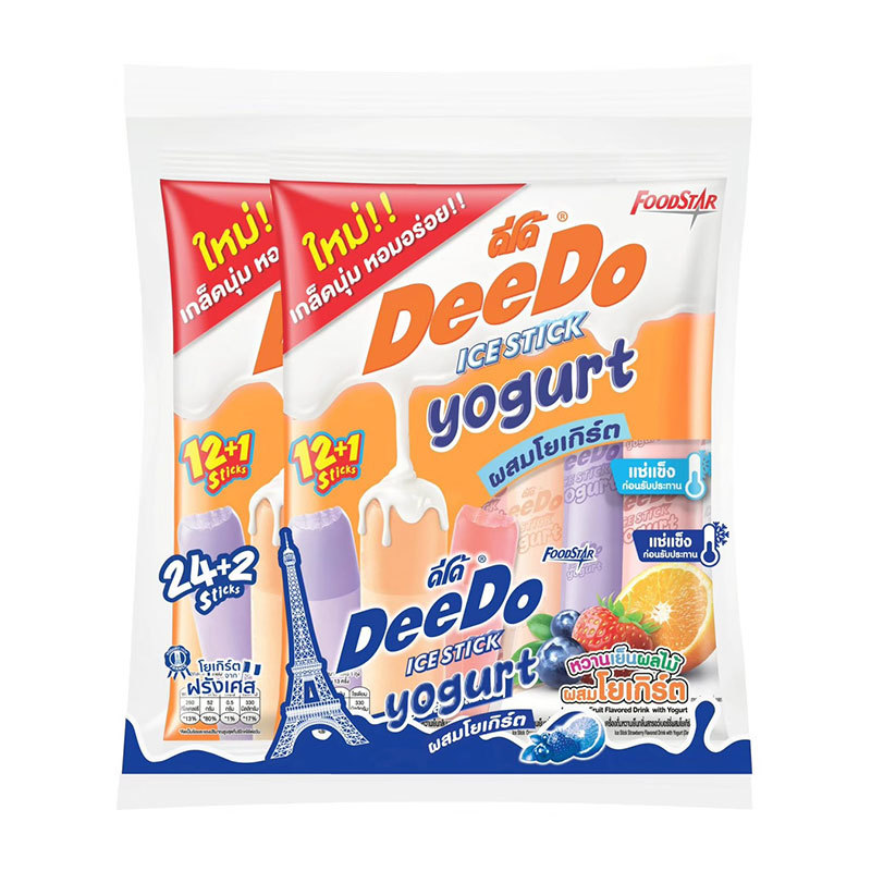 ดีโด้ โยเกิร์ตหลอด 35 มล. 26 ชิ้น (DEEDO Lollipops Yoghurt 35 ml 26 pcs) โปโลแมน POLOMAN