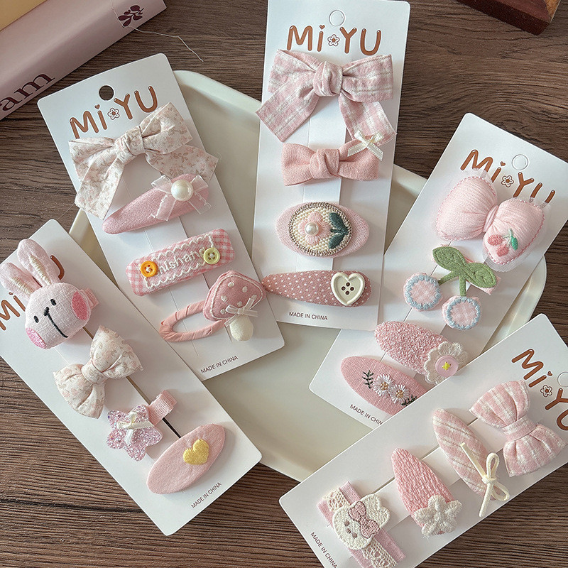 4 สีชมพูหวานทุกการแข่งขันผ้าโบว์สาวหัวใจเรียบคลิปผมกิ๊บสาวคลิปด้านข้าง