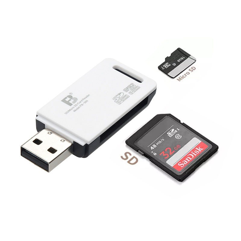 การ์ดรีดเดอร์ USB3.0 USB2.0  2 in 1 TF / SD ขนาดเล็ก 2-in-1 Card Reader รองรับ TF Card และ SD Card
