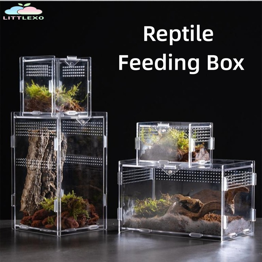 LITTLEX Lizard Breeding Box, หลายขนาดสัตว์เลื้อยคลาน Habitat, Anti-Escape อะคริลิค Arboreal กรงสัตว์เลี้ยงขนาดเล็กสําหรับ Chameleon