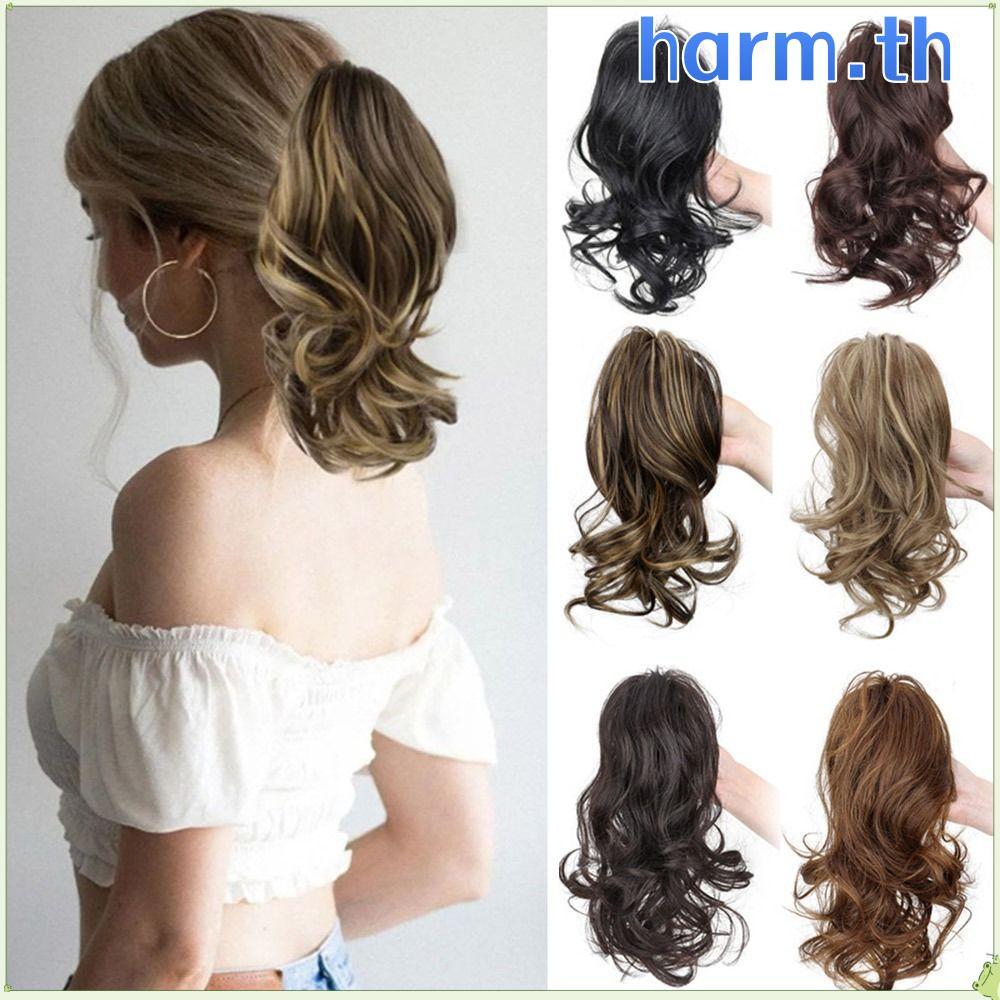 ฮาร์ม หางม้ากรงเล็บคลิป,30เซนติเมตรวิกผมสังเคราะห์กิ๊บ,สีน้ําตาลธรรมชาติสีดําปุยสั้นหยิกผมหางม้า แฮร์พีซ สุภาพสตรี
