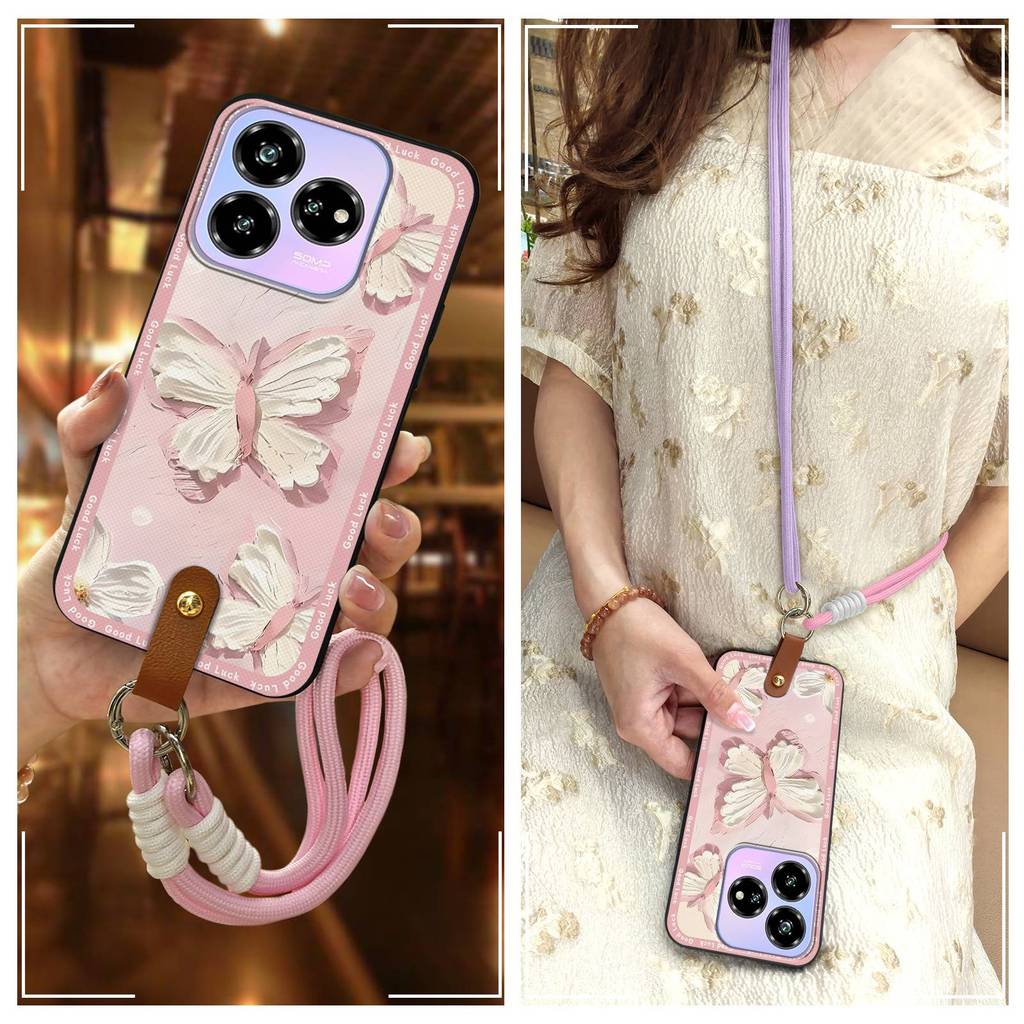 ZTE เต็มห่อเคสโทรศัพท์กันกระแทกสําหรับZTE Blade V60 ออกแบบ/Axon 60 Liteสร้อยคอGraffitiน่ารักเชือกเส้