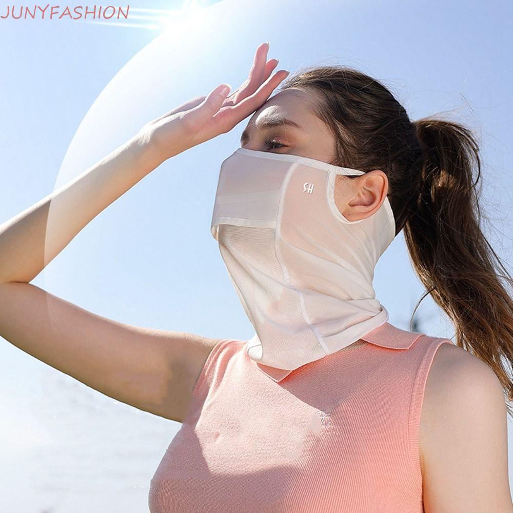 JUNYFASHION หน้าปกเดินป่า Bib คอห่อกันลมแฟชั่นสีทึบกอล์ฟสําหรับผู้หญิง Sun Proof Bib Face Shield คอห