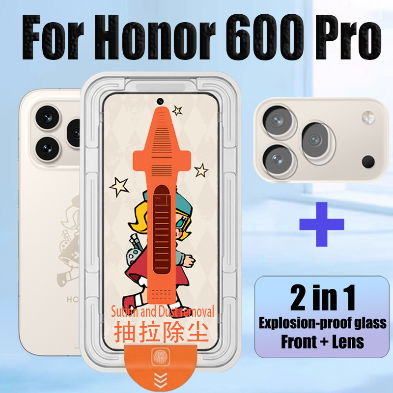 2 in 1 Simple Paste HD กระจกนิรภัยป้องกันหน้าจอสําหรับ Honor 600 Pro 400 5G ป้องกัน Flim & ฟิล์มเลนส