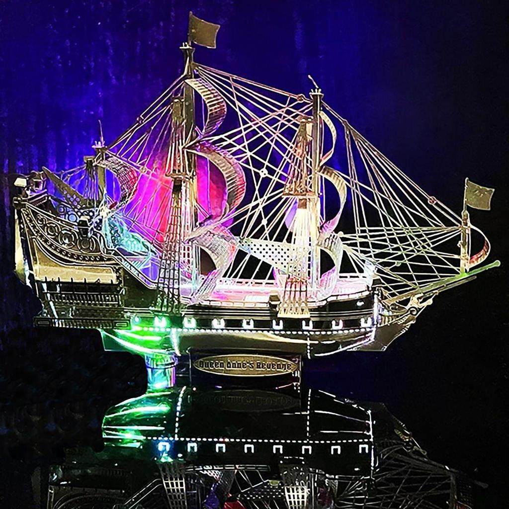 โมเดลเรือโจรสลัด Queen Anne's Revenge ตัวต่อโลหะ 3 มิติ DIY ของสะสมแต่งบ้าน ของเล่นตัวต่อฝึกสมาธิ ของขวัญคลายเครียด