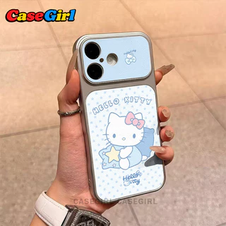 เคสไอโฟน17 เหมาะสำหรับ iPhone 11 15 16 12 14 13 Pro Max 16 14 15 Plus เคสกรอบเลนส์ใหญ่ ลาย Hello Kitty ดาวสีฟ้า น่ารัก