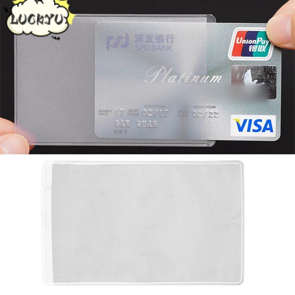 LUCKYU 10 ชิ้น ID Card Holder, Translucent School Office Supplies Business Card, Safety PVC Work Card Holder