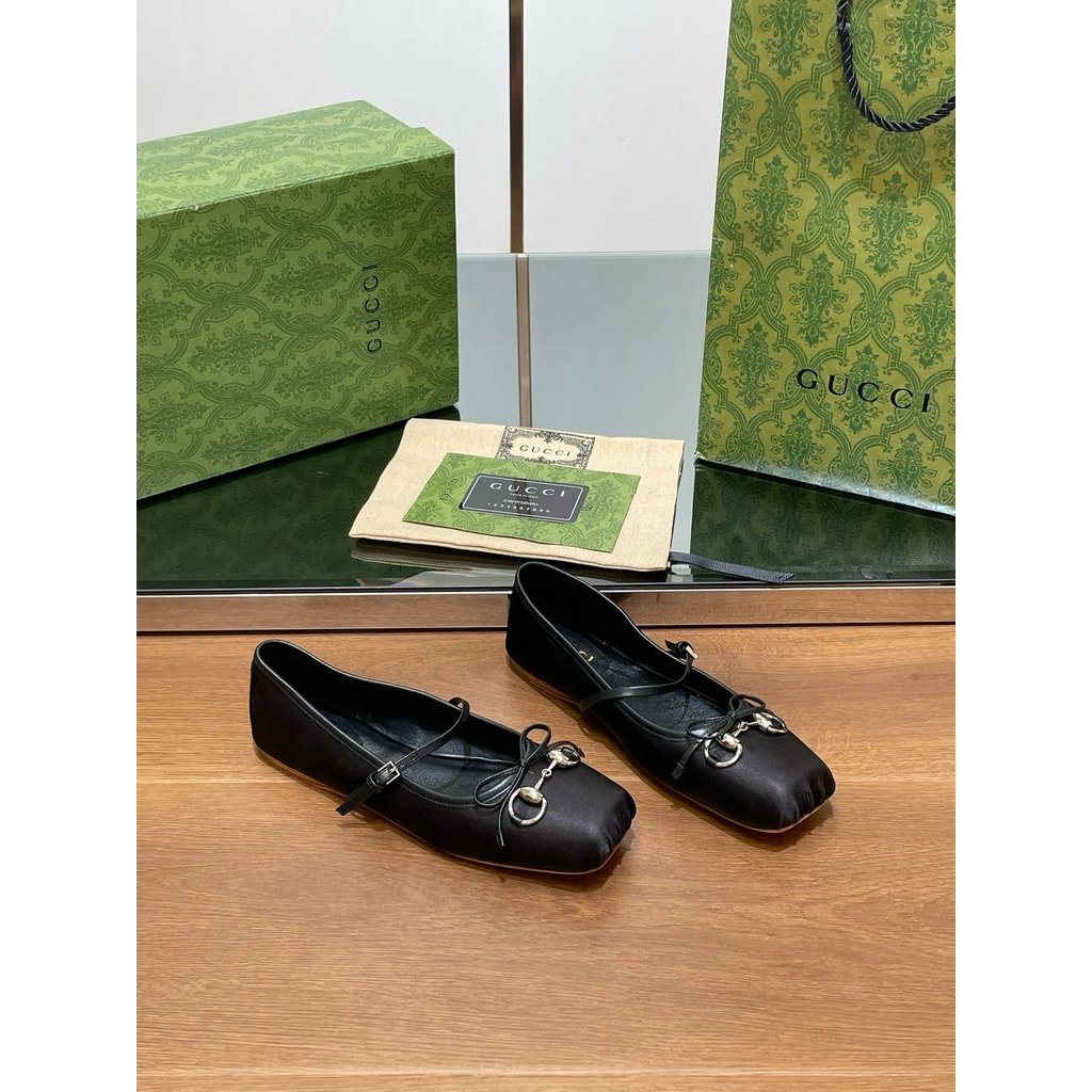 Gucci-Flat Ballet Shoes/Horsebit Small Square Toe Shoes/Flat Shoes