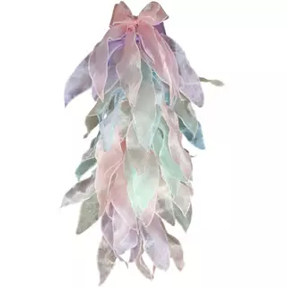 (ยกแผง 12 ชิ้น) กิ๊บติดผมโบว์ชีฟองหางยาว คละสี (สุ่มเซ็ท)