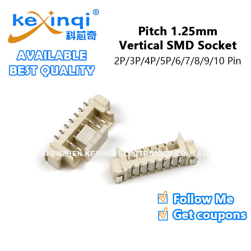 (5 ชิ้น) JST Pitch 1.25 มม.ซ็อกเก็ต SMD แพทช์แนวตั้ง 2P/3P/4P/5P/6/7/8/9/10 Pin SMT Connector