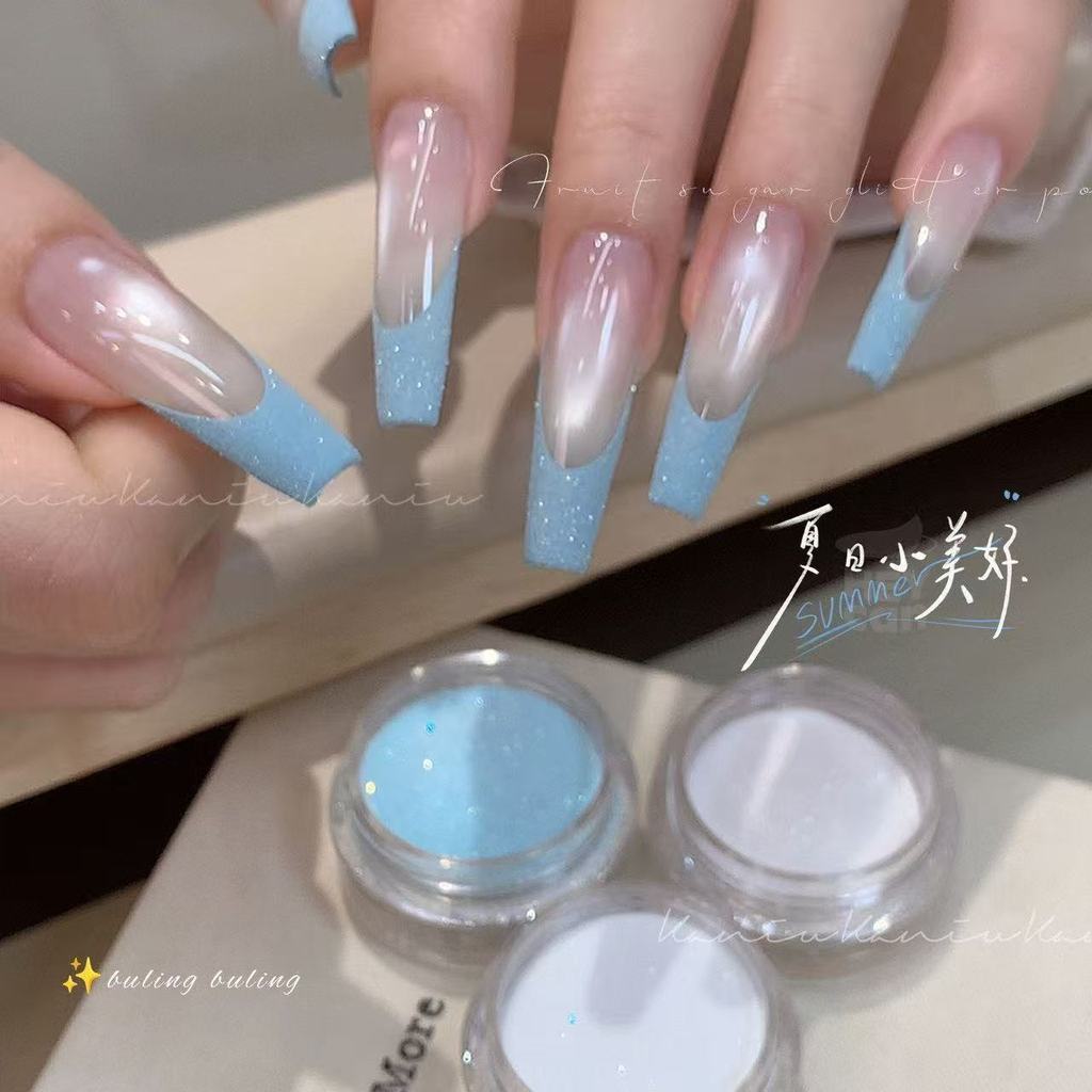 เล็บบดเพชรน้ําตาลผง Influencer ขายร้อนพู่ฝรั่งเศส Superfine Candy สี Glitter diy ตกแต่งเล็บ