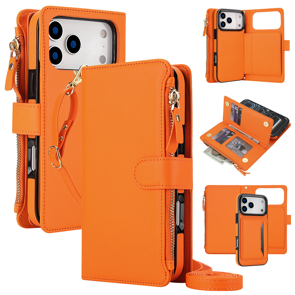 เคสโทรศัพท์ เคส การ์ดสําหรับiPhone 15 16 17 Pro Maxพร้อมสายคล้องlanyard Flip Coverพร้อมผู้ถือบัตรเปลือกโทรศัพท์มือถือพร้อมเชือกสําหรับiPhone 17 Pro Max 14 15 16 Plus 13 12 Promaxพร้อมกระเป๋าสตางค์กระเป๋า