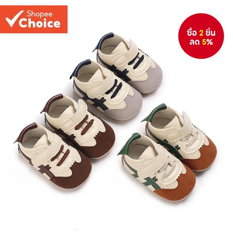 Baby First Walking Shoes - รองเท้าผ้าใบ Velcro พื้นนุ่มสําหรับ 0-12 เดือน - ลําลองฤดูใบไม้ผลิ/ฤดูใบไม้ร่วงกันลื่น