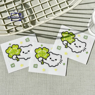สติกเกอร์ลายใบโคลเวอร์สี่แฉกรูปแมวแบบ 3 มิติ กันน้ำ สำหรับตกแต่งโทรศัพท์และแล็ปท็อป DIY สติกเกอร์ตกแต่งสร้างสรรค์