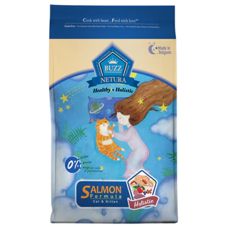 Buzz Netura อาหารแมว เกรดโฮลิสติก เกรนฟรี สำหรับแมวโต ดูแลขนสวย สุขภาพแข็งแรง 4 กิโลกรัม