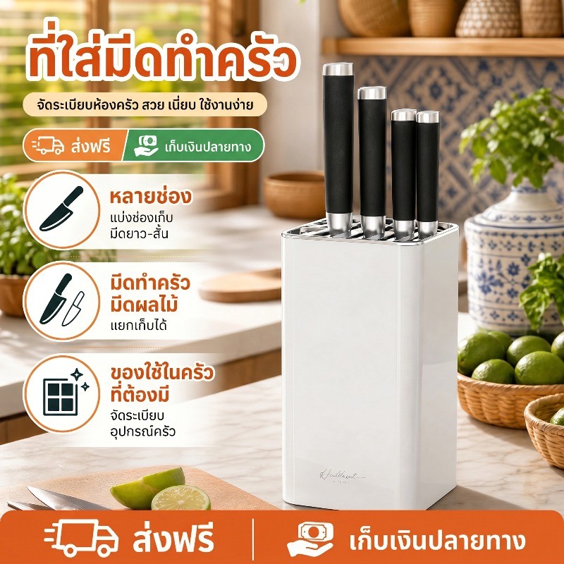 ที่ใส่มีด ที่ใส่มีดทำครัว หลายสล็อต ร่องยาวและสั้น ความจุขนาดใหญ่ อุปกรณ์จัดเก็บในครัว สำหรับห้องครัว อุปกรณ์ครัว