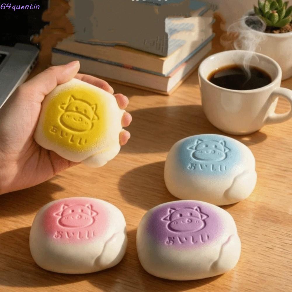 QHENTIN Fidget Bread, จําลองปลอดสารพิษนมขนมปังของเล่นบีบ,โฟมน่ารักหยิกช้า Rising Super Soft Sensory Bread ของเล่นเด็ก