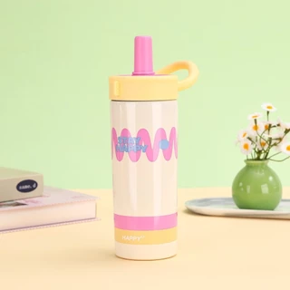 316 พรีเมียม 650ml เก็บร้อน-เย็น พร้อมสายสะพายซิลิโคนนุ่ม+หลอดดูด ดีไซน์โดปามีน สีสันแฟชั่น พกพาง่าย ไม่รั่วแน่นอน 050
