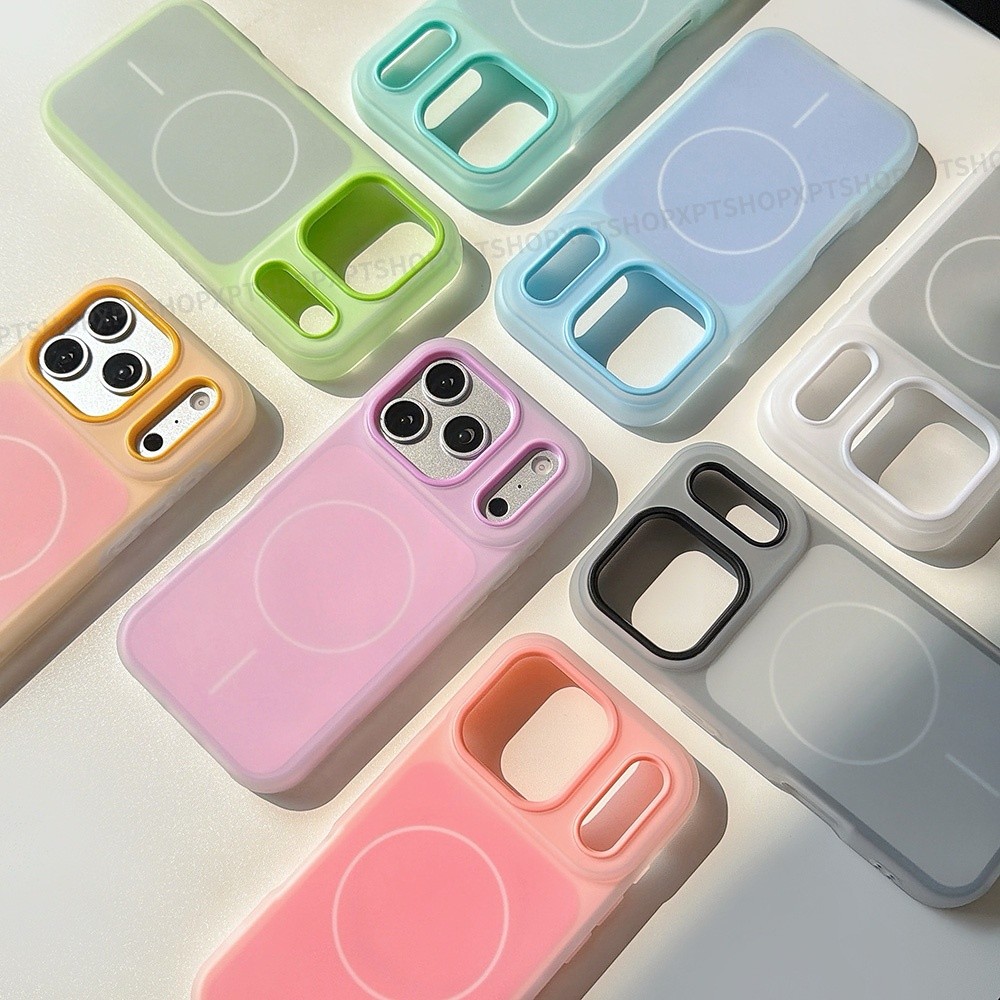 2 in 1 Magnetic Jelly Frosted อะคริลิคเคสโทรศัพท์สําหรับ iPhone 17 Pro Max 16 15 14 13 12 11 กันกระแทกป้องกันปลอก