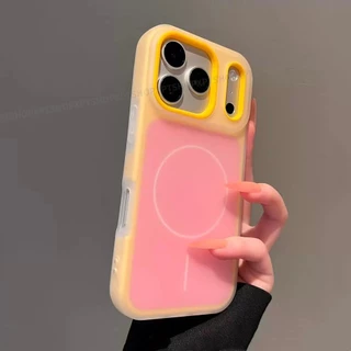 2 in 1 Magnetic Jelly Frosted อะคริลิคเคสโทรศัพท์สําหรับ iPhone 17 Pro Max 16 15 14 13 12 11 กันกระแทกป้องกันปลอก