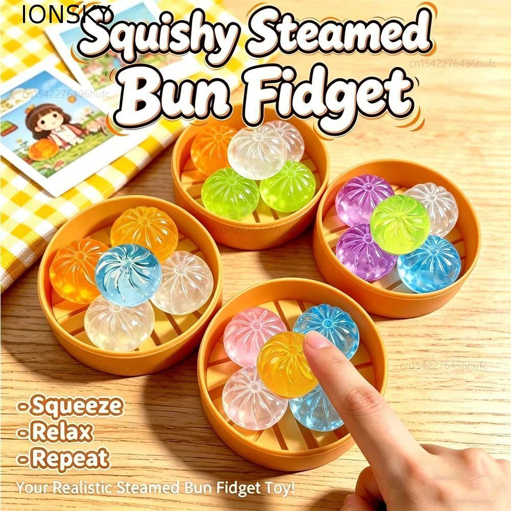 IONSKY Mini Dumplings Squishy, Squeezable Cute Pinch Steamer Bun Toy, Student Fidget With Steamer Crystal Sensory Toy ชายหญิง