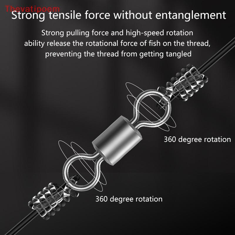 [Thevatipoem] 100 ชิ้นหมุนตกปลาสแตนเลส Rolling Barrel Swivels Fishing Line Connector Micro Swivel Fishing Lure แหวนแข็งหมุนร้อน