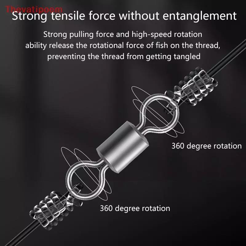 [Thevatipoem] 100 ชิ้นหมุนตกปลาสแตนเลส Rolling Barrel Swivels Fishing Line Connector Micro Swivel Fishing Lure แหวนแข็งหมุนร้อน