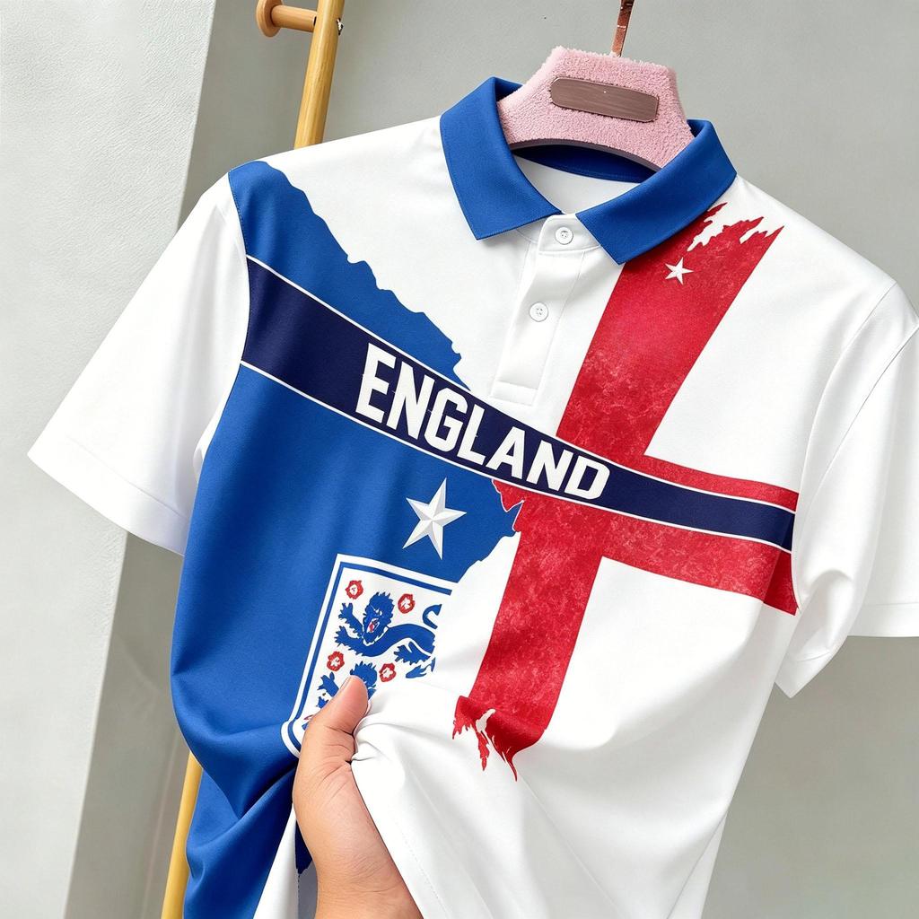 เสื้อแข่งฟุตบอลโลกอังกฤษ 2026 เสื้อโปโล และเสื้อยืดพิมพ์ลายเต็มตัว