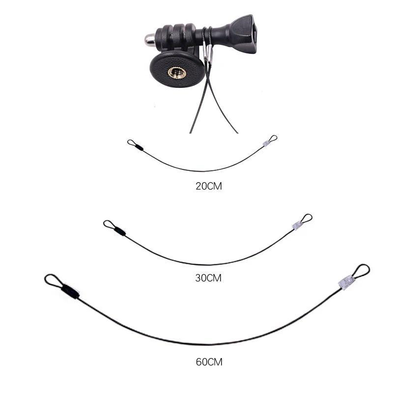 E 20cm/30cm/60cm/80cm Stainless Steel Lanyard Tether for yi 4K Gopro Hero 11 10 9 8 7 SJCAM sj4000 A