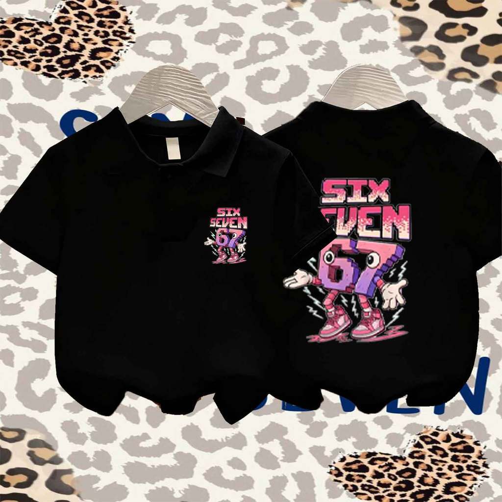 Roblox Six Seven 67 Children Polo Short Sleeve Cartoon Game Shirt