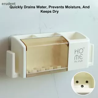 Erudent Multi Functional ติดผนังห้ารูผู้ถือแปรงสีฟันห้องน้ํา Ra Organizer สําหรับครอบครัวยาสีฟัน Storage Solution ใหม่