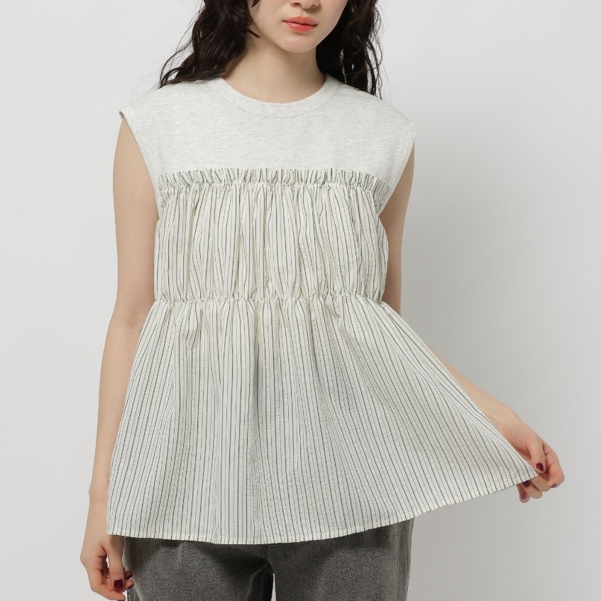 niko and ... เสื้อผ้าเบาสบาย เอวจับจีบระบาย French Sleeve Docking Pull-Over