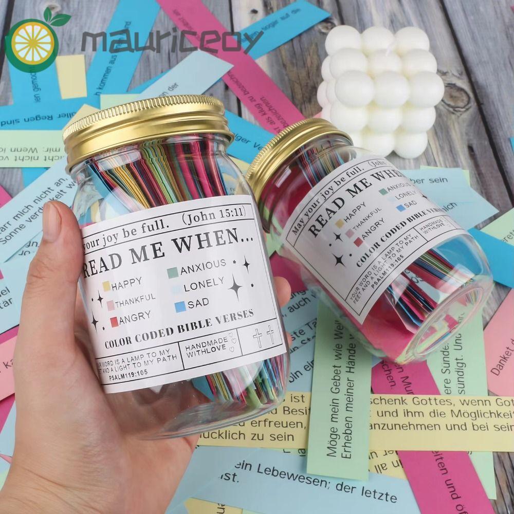มาURICEOYA Bible Verse Jar, การ์ดสีสันสดใส Creative Read Me เมื่อขวด, อารมณ์ที่แตกต่างกันพร้อมฝาปิดอ