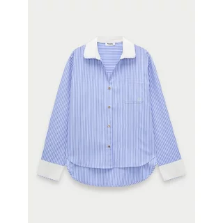 [Pomelo] เสื้อเชิ้ตลายทางแต่งปกตัดสี / Contrast Collar and Trim Stripe Shirt
